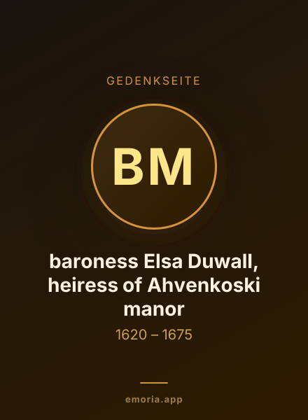 Gedenkportrait von baroness Elsa Duwall, heiress of Ahvenkoski manor