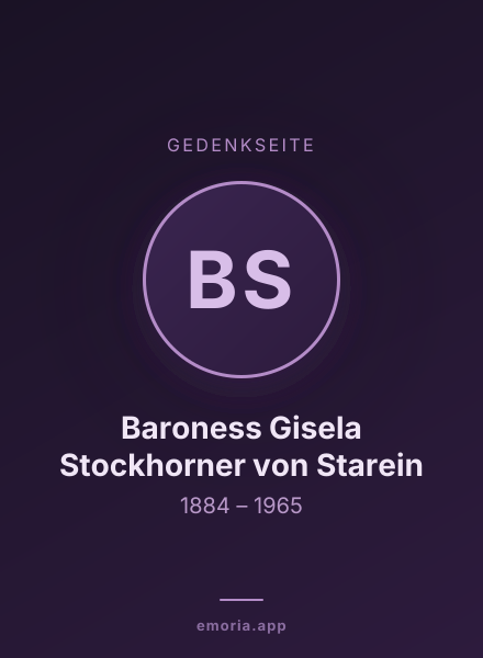 Gedenkportrait von Baroness Gisela Stockhorner von Starein