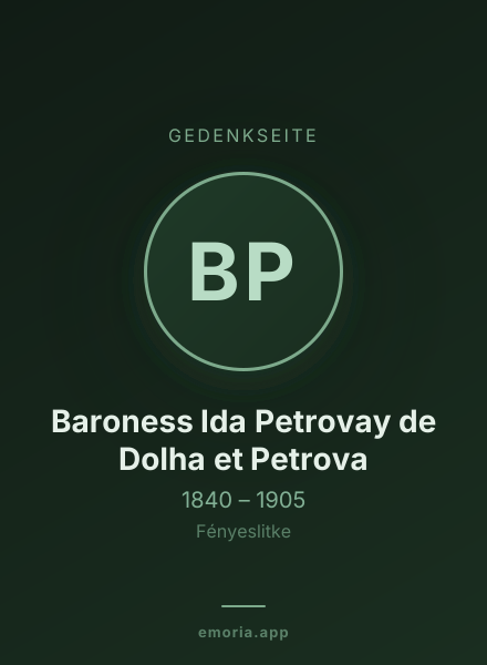 Gedenkportrait von Baroness Ida Petrovay de Dolha et Petrova