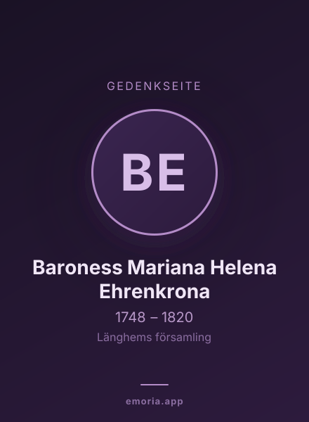 Gedenkportrait von Baroness Mariana Helena Ehrenkrona