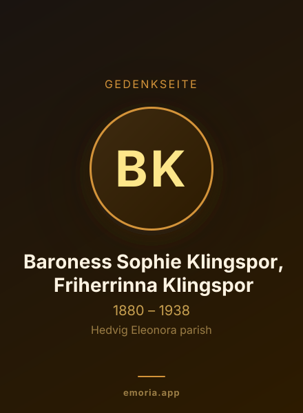 Gedenkportrait von Baroness Sophie Klingspor, Friherrinna Klingspor