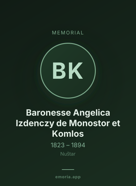 Memorial portrait of Baronesse Angelica Izdenczy de Monostor et Komlos