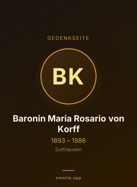 Gedenkportrait von Baronin Maria Rosario von Korff
