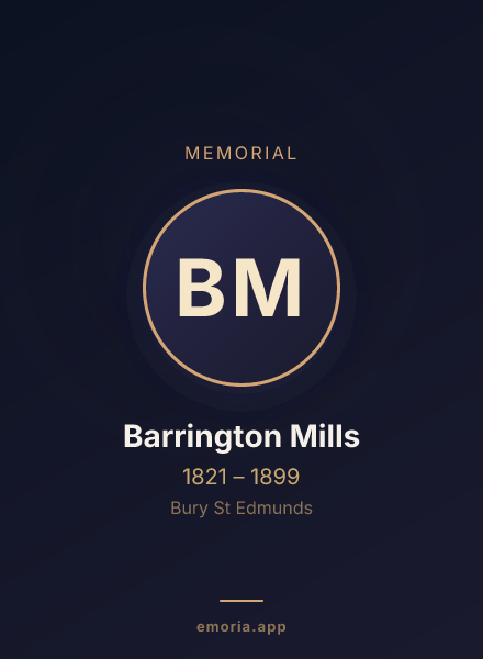 Memorial portrait of Barrington Mills