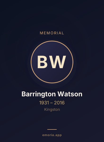 Memorial portrait of Barrington Watson