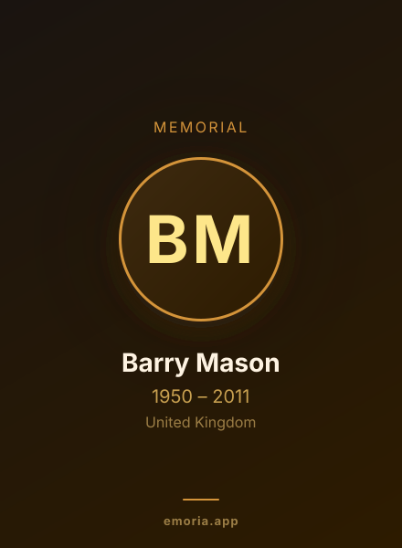 Memorial portrait of Barry Mason