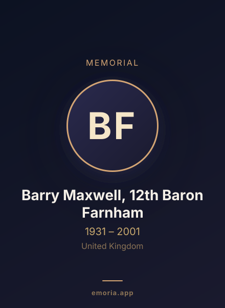 Memorial portrait of Barry Maxwell, 12th Baron Farnham