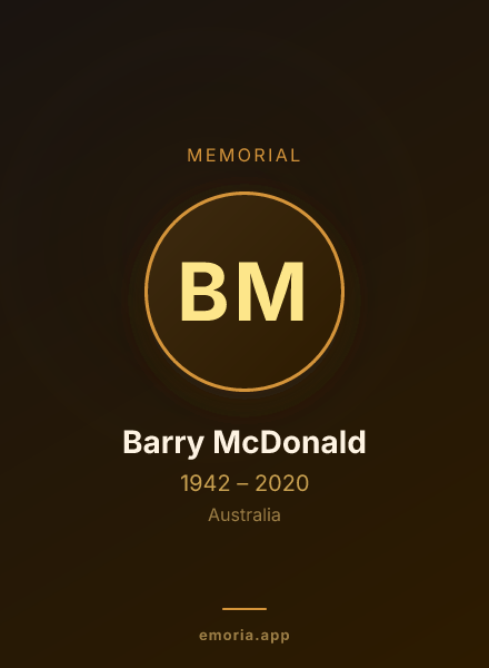 Memorial portrait of Barry McDonald
