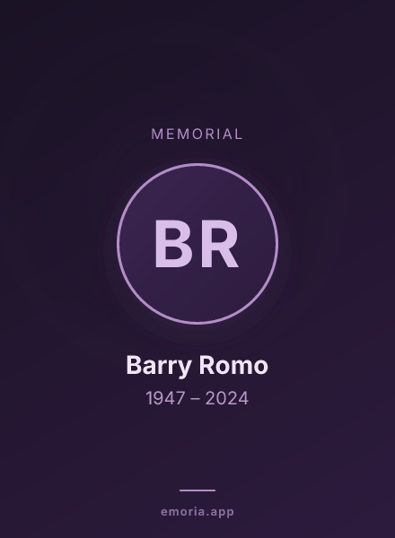 Memorial portrait of Barry Romo