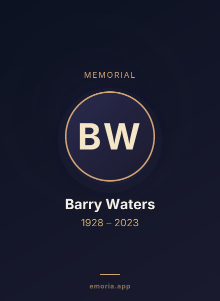 Memorial portrait of Barry Waters
