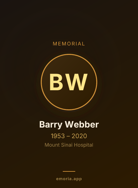 Memorial portrait of Barry Webber