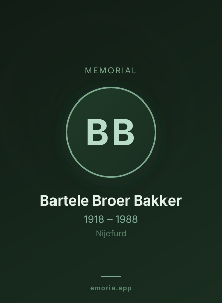 Memorial portrait of Bartele Broer Bakker