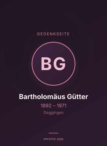 Gedenkportrait von Bartholomäus Gütter