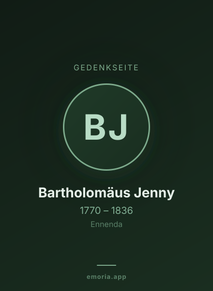 Gedenkportrait von Bartholomäus Jenny