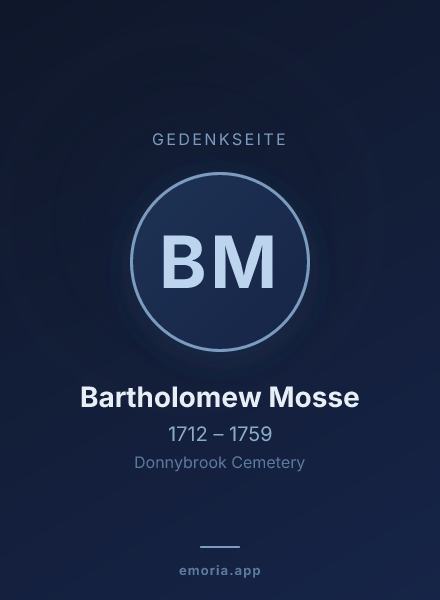 Gedenkportrait von Bartholomew Mosse