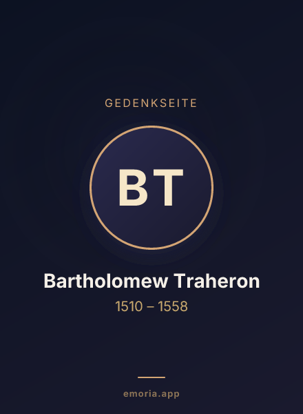 Gedenkportrait von Bartholomew Traheron