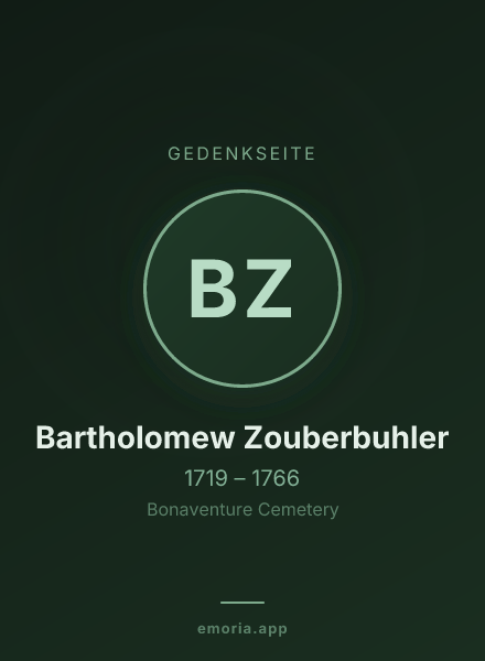Gedenkportrait von Bartholomew Zouberbuhler
