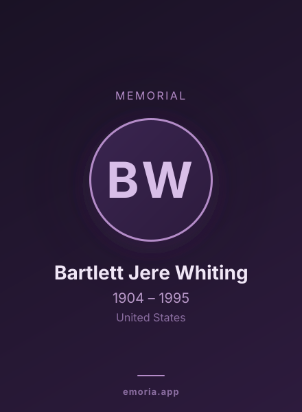 Memorial portrait of Bartlett Jere Whiting