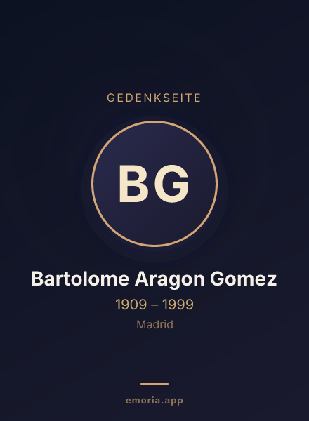 Gedenkportrait von Bartolome Aragon Gomez