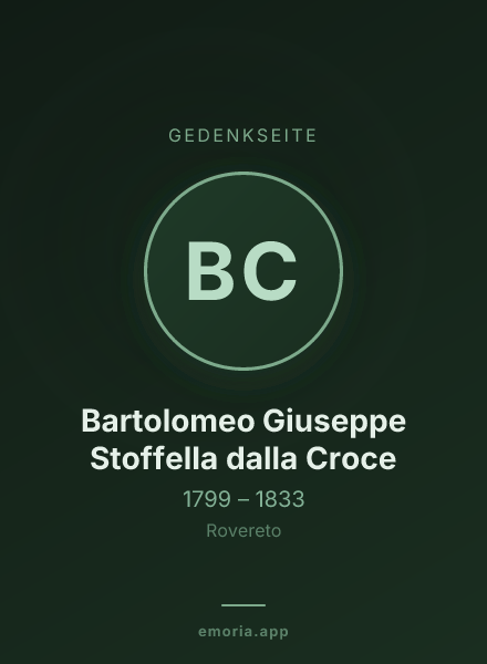 Gedenkportrait von Bartolomeo Giuseppe Stoffella dalla Croce