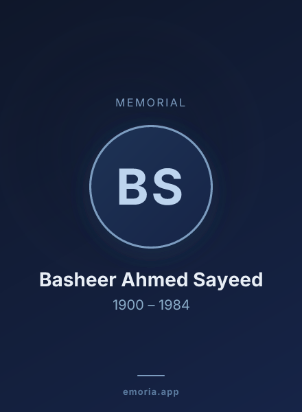 Memorial portrait of Basheer Ahmed Sayeed
