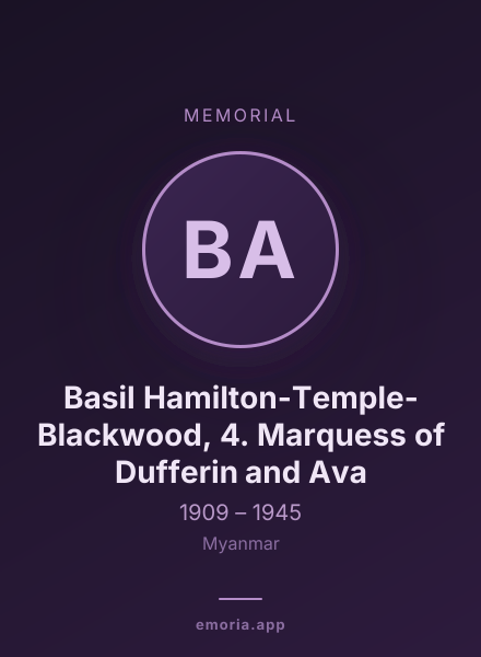 Memorial portrait of Basil Hamilton-Temple-Blackwood, 4. Marquess of Dufferin and Ava