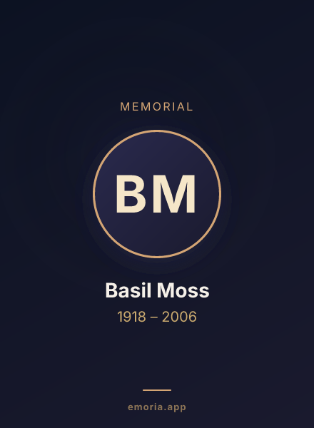 Memorial portrait of Basil Moss