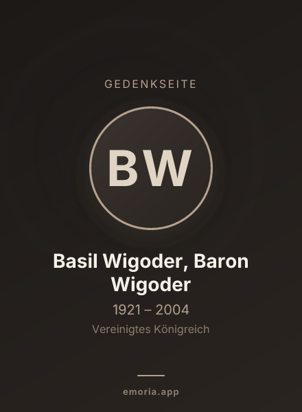 Gedenkportrait von Basil Wigoder, Baron Wigoder