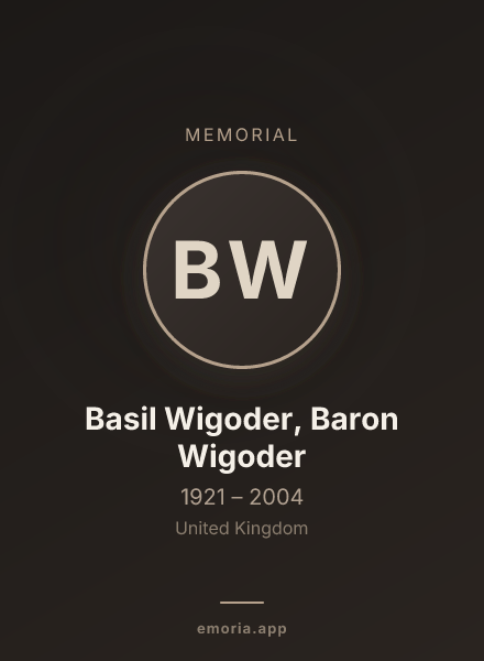 Memorial portrait of Basil Wigoder, Baron Wigoder