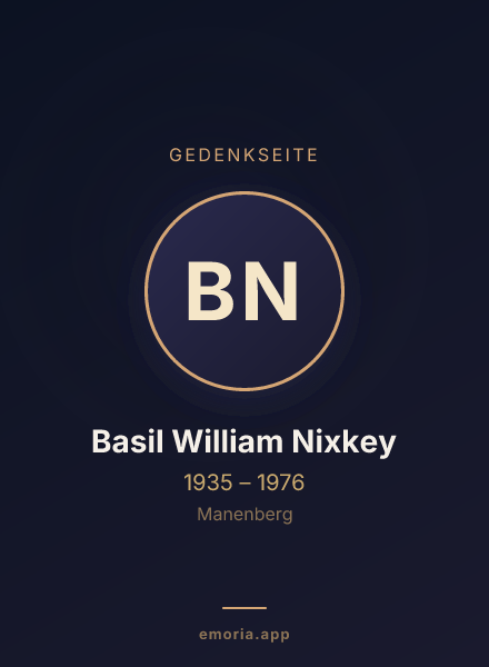 Gedenkportrait von Basil William Nixkey