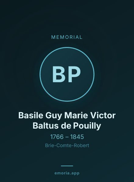 Memorial portrait of Basile Guy Marie Victor Baltus de Pouilly