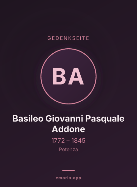 Gedenkportrait von Basileo Giovanni Pasquale Addone