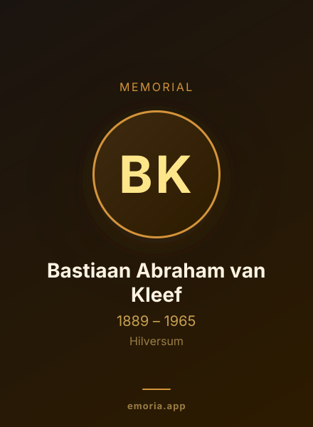 Memorial portrait of Bastiaan Abraham van Kleef