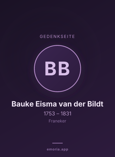 Gedenkportrait von Bauke Eisma van der Bildt