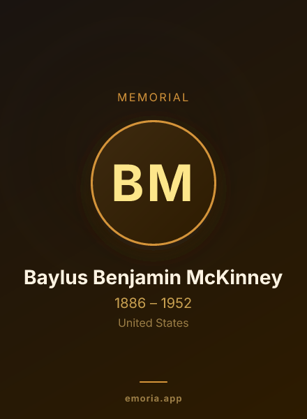 Memorial portrait of Baylus Benjamin McKinney