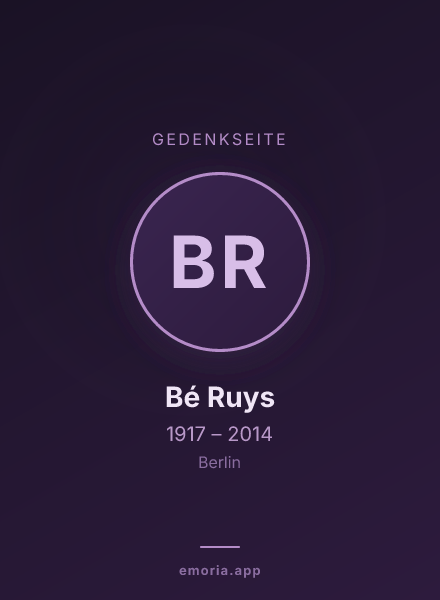 Gedenkportrait von Bé Ruys