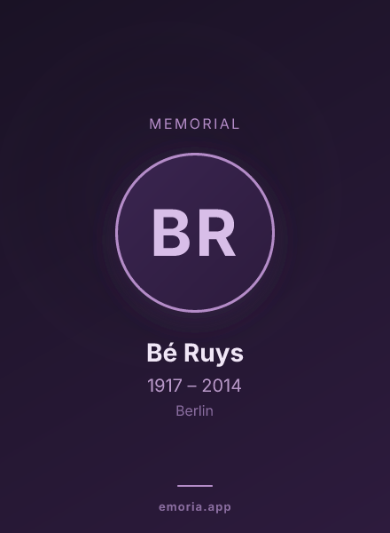 Memorial portrait of Bé Ruys