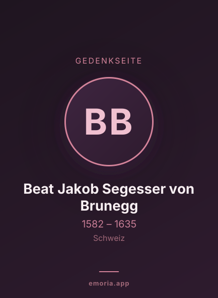 Gedenkportrait von Beat Jakob Segesser von Brunegg