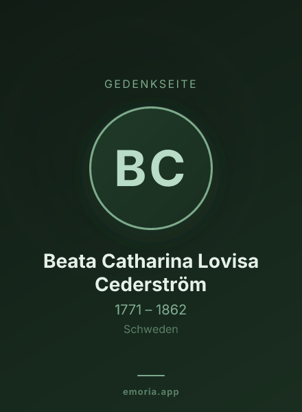 Gedenkportrait von Beata Catharina Lovisa Cederström