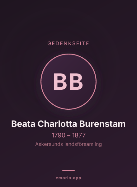 Gedenkportrait von Beata Charlotta Burenstam