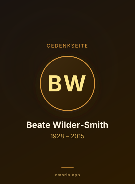 Gedenkportrait von Beate Wilder-Smith