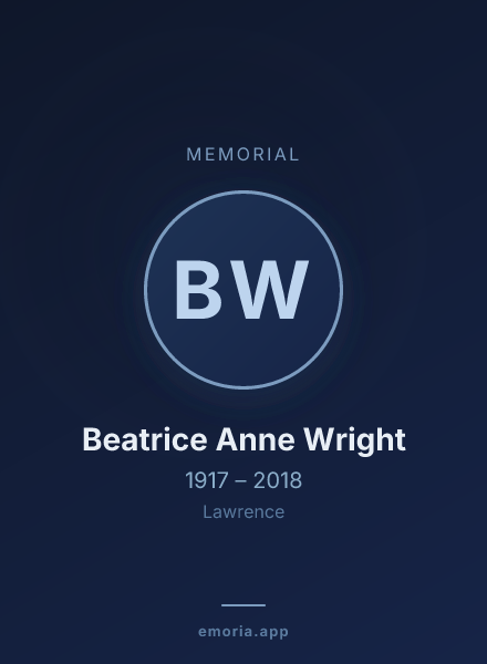 Memorial portrait of Beatrice Anne Wright