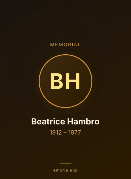 Memorial portrait of Beatrice Hambro