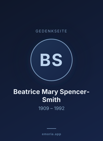 Gedenkportrait von Beatrice Mary Spencer-Smith
