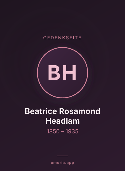 Gedenkportrait von Beatrice Rosamond Headlam
