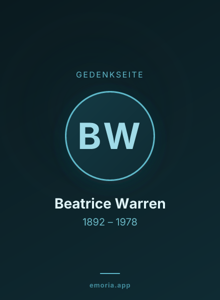 Gedenkportrait von Beatrice Warren