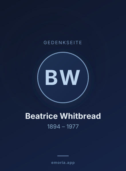 Gedenkportrait von Beatrice Whitbread