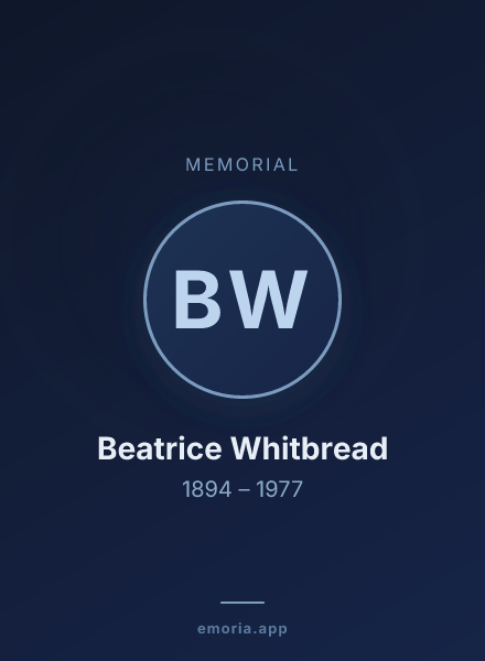 Memorial portrait of Beatrice Whitbread