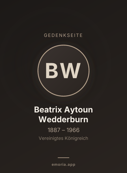 Gedenkportrait von Beatrix Aytoun Wedderburn