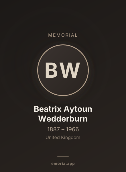 Memorial portrait of Beatrix Aytoun Wedderburn
